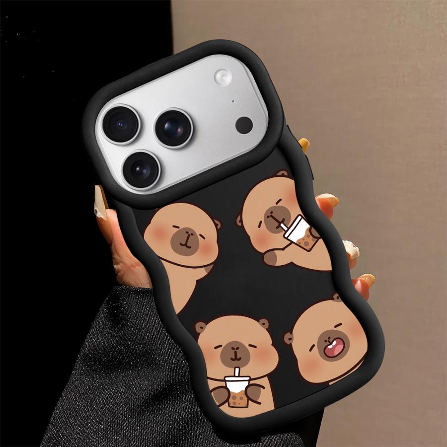 Case for iPhone XR 14 16 Pro Max 12 17 Air 13 11 15 Plus 8 Soft Phone Cover Cute Cartoon Capybara