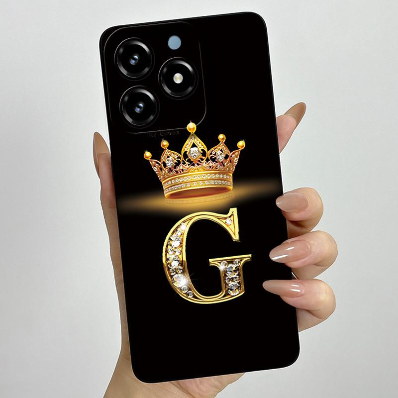 Kronenbuchstaben Handyhülle für OPPO Realme C61 4G 6,74" RMX3939 C 61 C63 Narzo N63 Hülle Quadratisch Flüssigsilikon Weiche Stoßfängerabdeckung