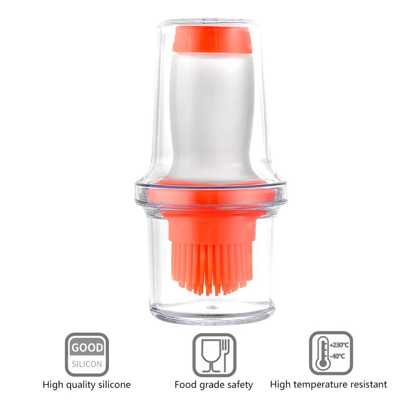 Portable Silicone BBQ Grill Oil Bottle Brush with Lid Grill Oil Brushes Liquid Oil Pastry Baking BBQ Tool Kitchen Utensils