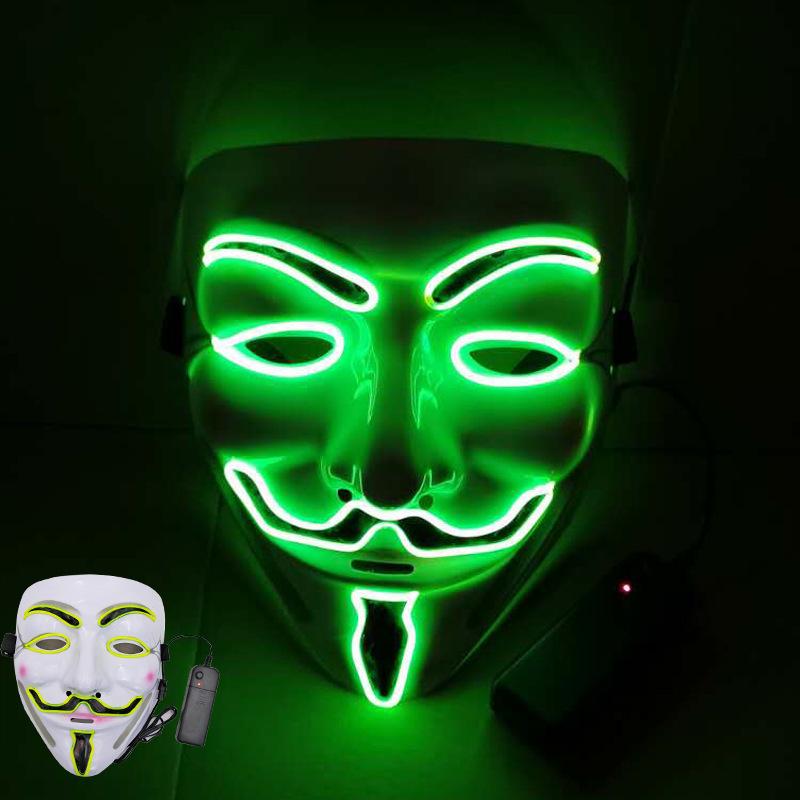 V-Shaped Luminous Halloween Mask for Adults - EL Fluorescent Party Props