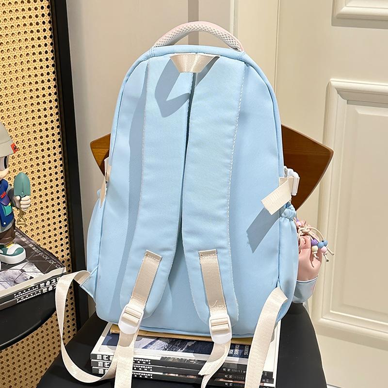 School bag 2025 high value contrasting colors large capacity dopamine middle and high school student school bag versatile cute sweet backpack