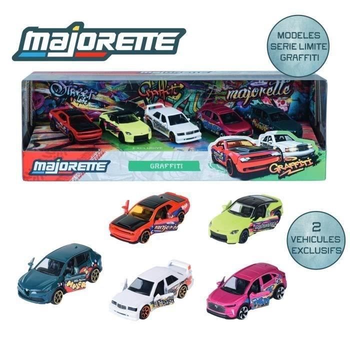 Coffret Cadeau 5 Véhicules Graffiti - MAJORETTE - Série Limitée - Décoration street art - Échelle 1/64 - Des 3 ans