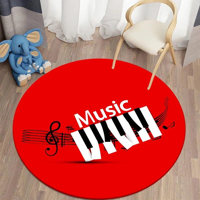 Music Note Round Carpet for Living Room Area Rugs Kids Carpets Non-slip Floor Mat for Kids Bedroom Carpet Children's Play Mats