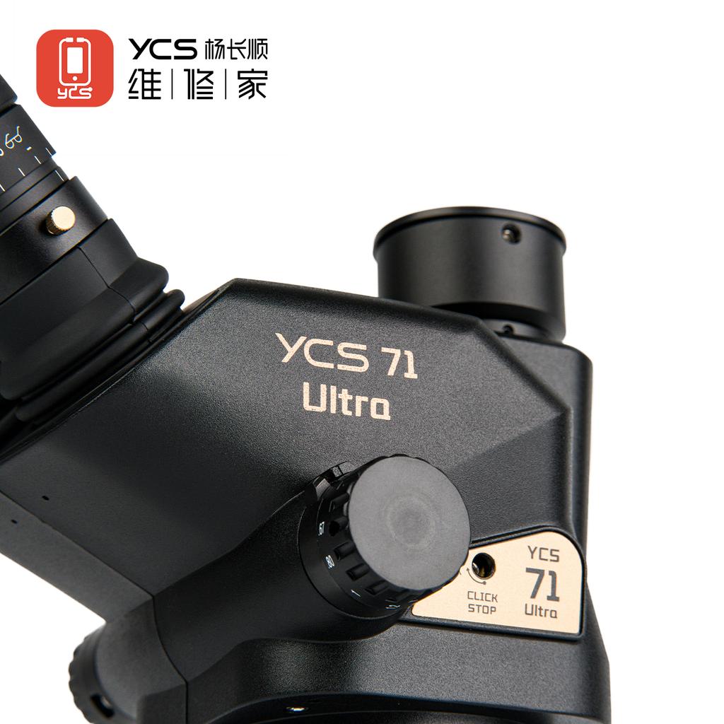 YCS 71Ultra Trinocular Microscope Head 0.67-45X Zoom 0.5X CTV 0.7 for Phone Electronic Repair Microscope 144 LED Light Tools Set