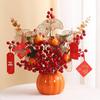Luxurious Chinese-Style Pomegranate Fruit Arrangement: Faux Red Berries & Flowers for Living Room or Restaurant Decor