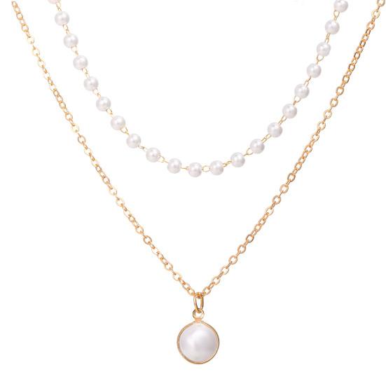 Pearl Necklace Double-layer Simple Alloy Female Clavicle Chain for Party