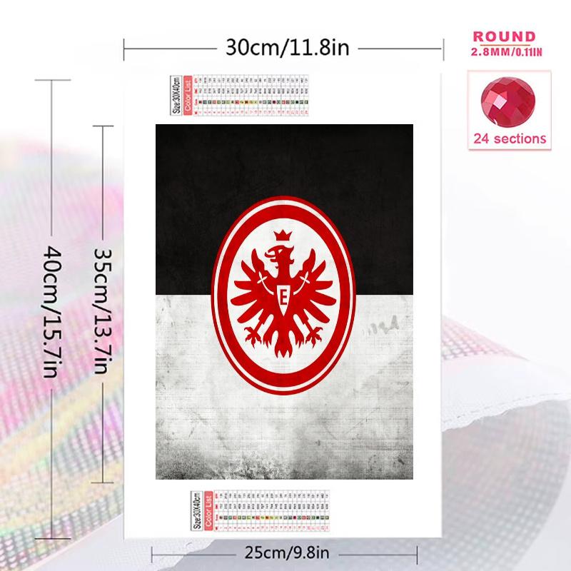 Eintracht Frankfurt FC Pattern  3pcs 100% Round Full Drill 5D DIY Diamond Painting Embroidery Cross Stitch Rhinestone Décor
