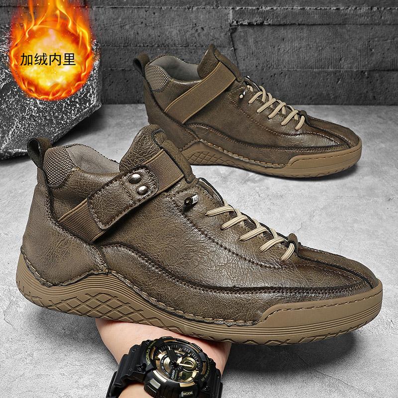 

Новые модные зимние кроссовки, толстые плюшевые теплые мужские зимние ботинки, мужские ботильоны из искусственной кожи, мужские ковбойские ботинки ручной работы для мотоциклистов 39