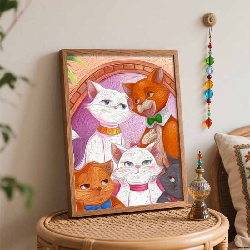 Disney Oil Painting Painting Art Aristocats Kitten Family Handmade Diy Painting Home Decoration Gift