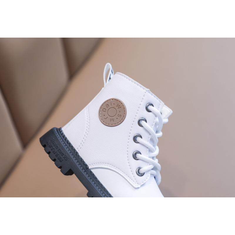 Herbst-/Winter-Stiefel mit Fleecefutter, Lederstiefel mit weicher Sohle, Wasserdichte Kinder-Martinstiefel, Englische Stil Jungen Kurzstiefel, Mädchenstiefel.