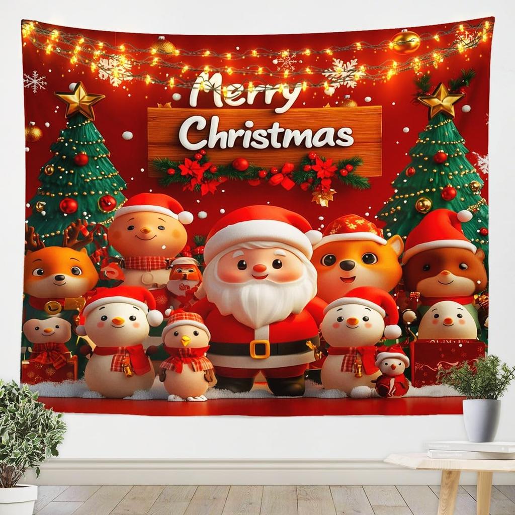Christmas Tapestry New Year Background Wall Hanging Decoration Fireplace Stockings Gifts Hanging Cloth