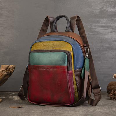 Spring Women's Backpack Color Splicing Casual Backpack Design Sense Large Capacity Fashion Travel Bag