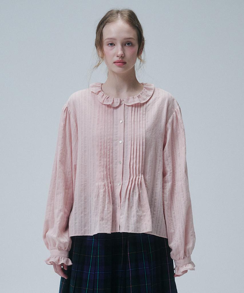 FUNFROMFUN Frill Neck Blouse, Pink