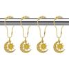 Celestial Shower Curtain Hooks 12 Pcs, Decorative Gold Sun Moon Shower Hooks - Rust Proof Metal Witchy Hanger Bohemian Celestial Bathroom Tub Decor