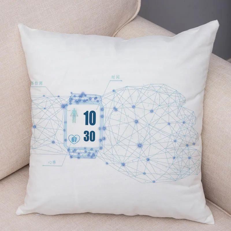 

Наволочка с геометрическим узором синего цвета для украшения интерьера, офиса, гостиной, дома 40x40cm