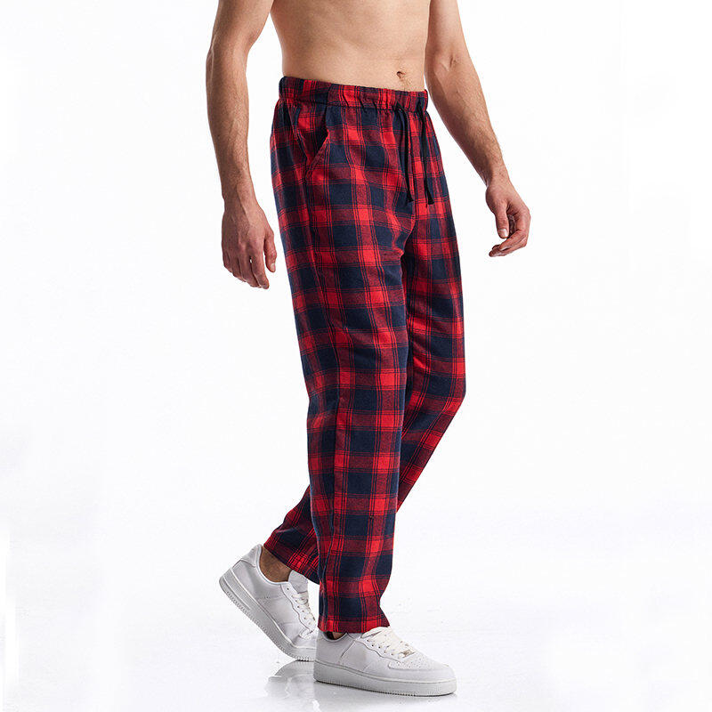 Men's Casual Pants Summer Autumn Checkered Print Pants Loose Fit Elastic Waistband with Drawstring Stylish and Comfortable