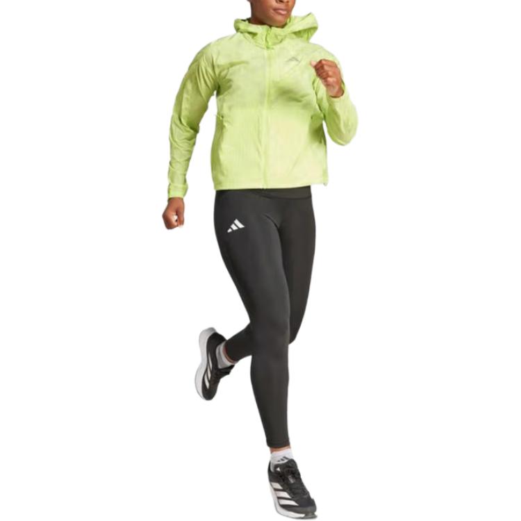 Adidas SS25 Run Series Women Reflective Logo Hooded Windbreaker Pulse Lime Green JP3820
