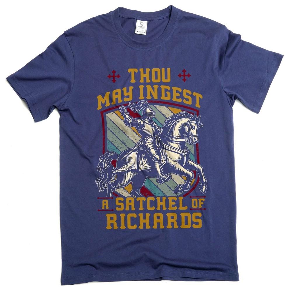 

Men s Funny Adult humor satchel of richards T-shirt old English sarcastic tee XL