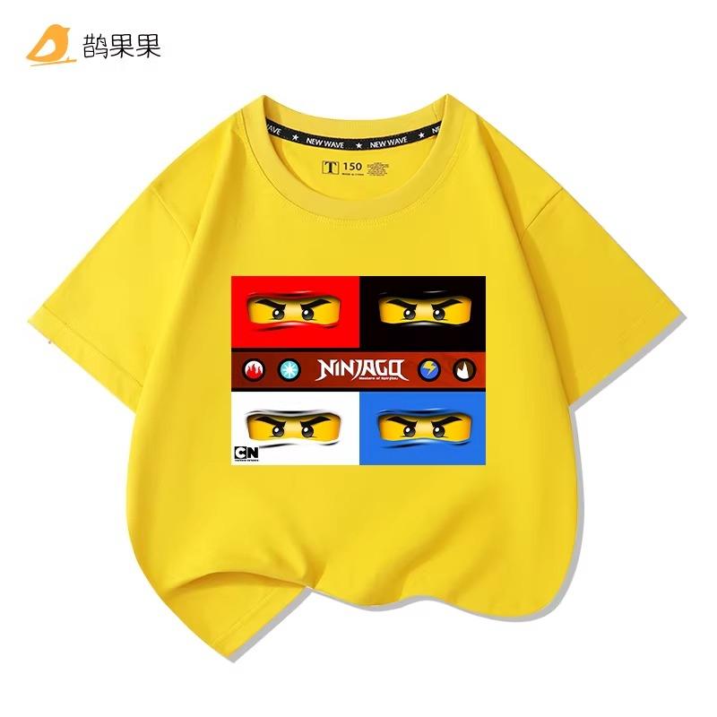 Phantom Ninja Limited Edition Printed T-Shirt for Big Boys and Girls - Children's Summer Cotton Short-Sleeved Shirt