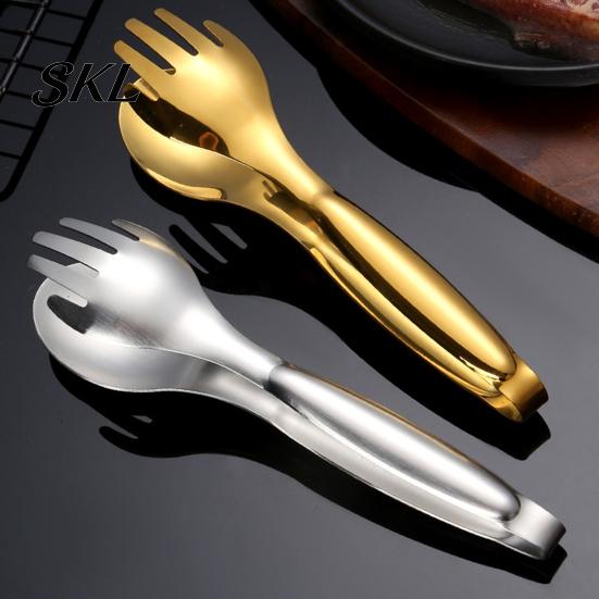 Restaurant Grade Food Tongs Stainless Steel Serving Tongs, Salad 8 Inch Metal for Cooking Fork Cake Bread, Buffet Catering Kitchen Tools