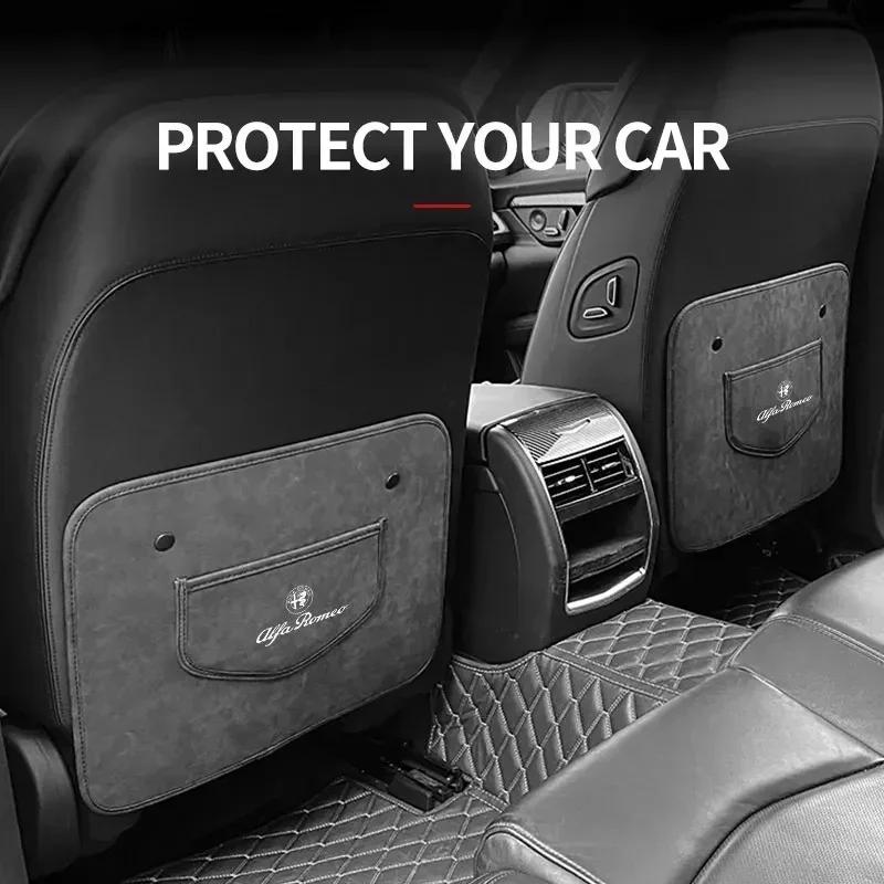 Car Anti-kick Mat Car Seats Anti Kick Pad Mat For Alfa Romeo 159 147 156 166 Giulietta Giulia Mito Stelvio Brera Spider