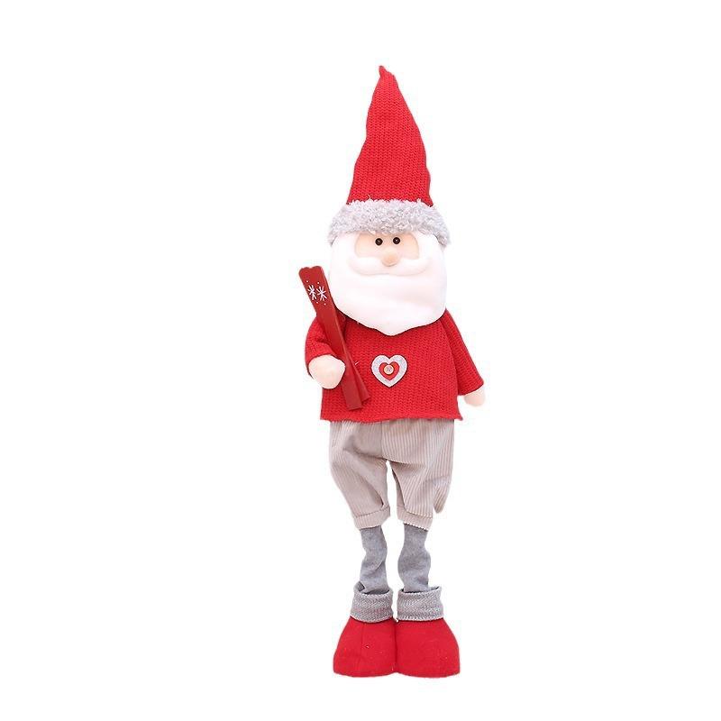 Christmas new red knitted fabric sitting and retractable old man snowman elk doll set decoration ornament