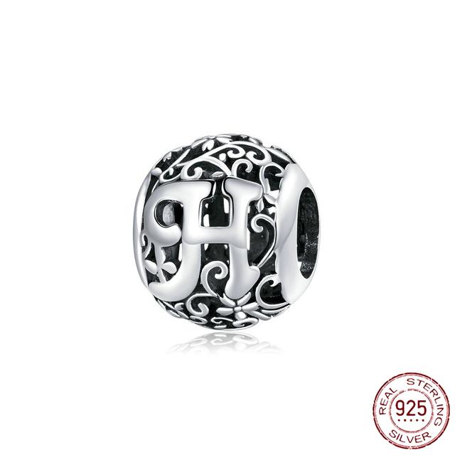 New 925 Sterling Silver Birthstone Heart Pendant Letter Series Bead Fit Original Fashion Charms Bracelet Women Jewelry Diy Gift