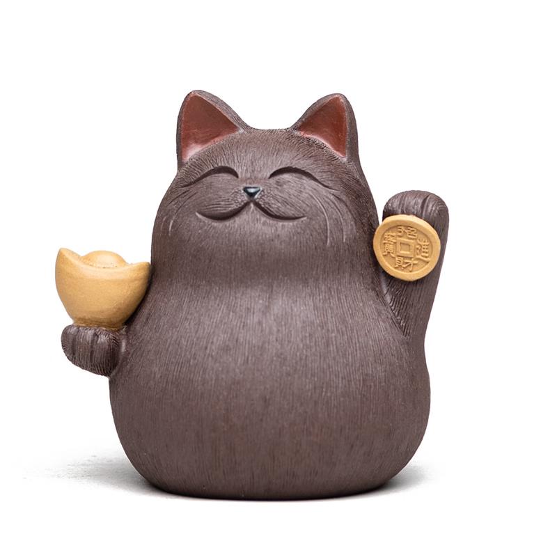 Zhinianhua Purple Clay Lucky Cat Tea Pet