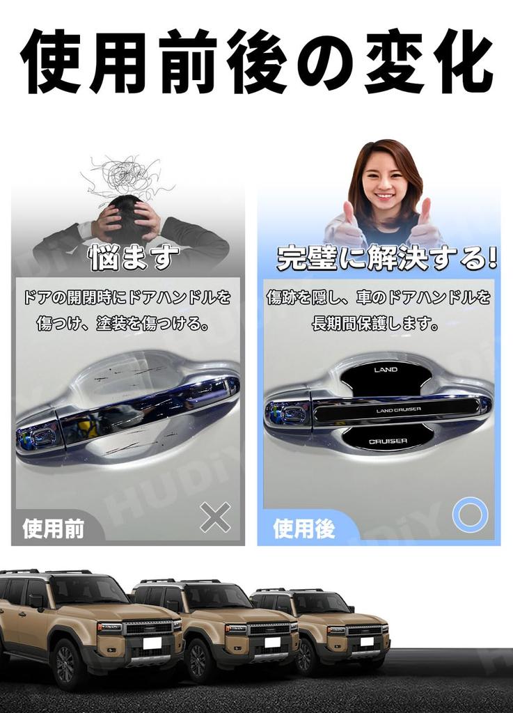 HUDIY Ochraniacz Klamki Drzwi, Kompatybilny z Serią Land Cruiser 250, Czarny, Klamka Drzwi, Srebrny