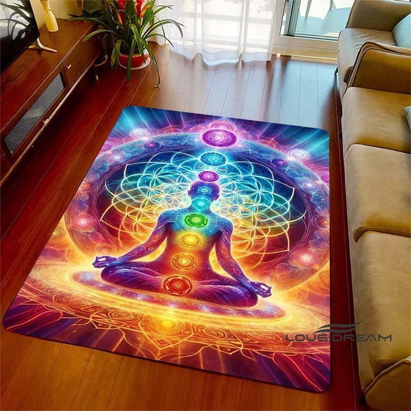3D Rainbow 7 Chakra Rug, Bedroom Rug for Living Room, Home Sofa Decor, Kids Play Mat, Large Decor Rug, Yoga Meditation001