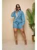 AL250 Women's European and American Denim Jacket & Shorts Set for Autumn