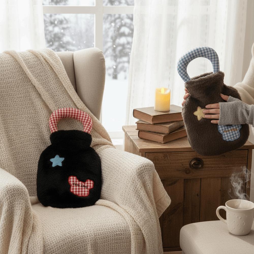 Cute Plush Hot Water Bag Water-filling 400ml Hand Warmers Anti-scalding Leak-proof Cartoon Warm Water Bag Winter