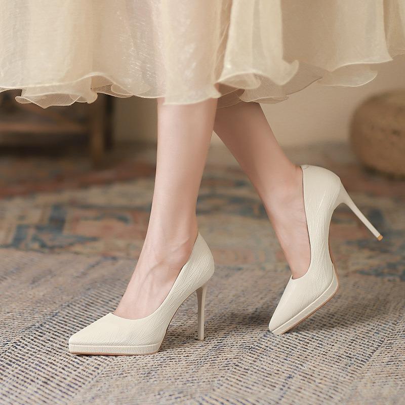 8-Pointed single shoes women's autumn new waterproof table high heels 10cm stiletto