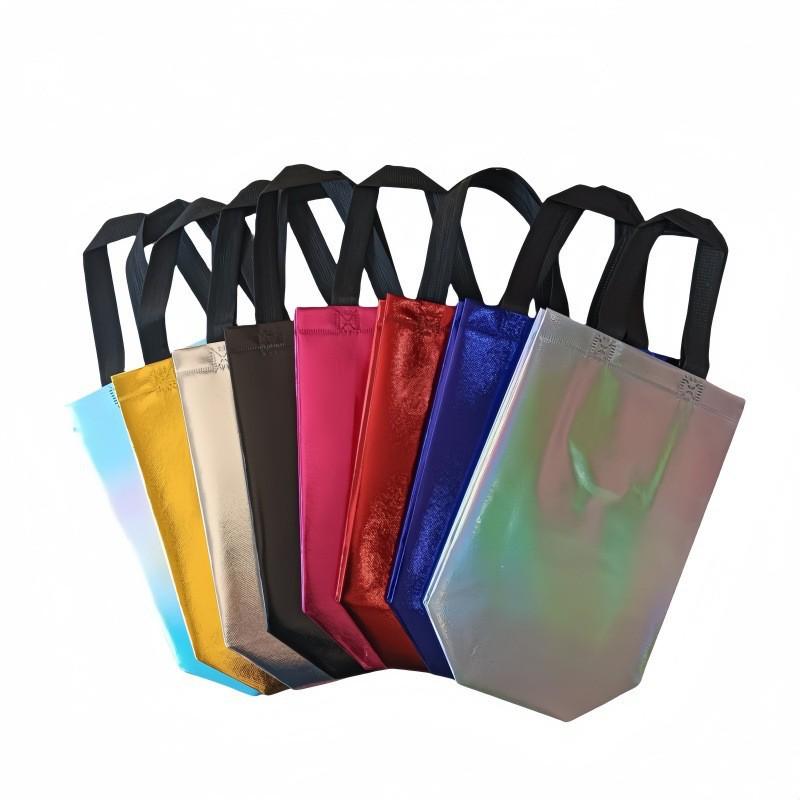 Borsa a Tote Non Tessuto Laminato Iridescente Laser 3D con Logo Stampato
