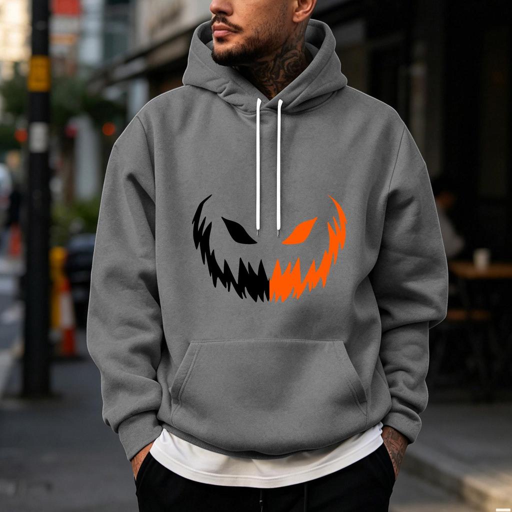 Men's Halloween Printed Pullover Hoodie Sweatshirt