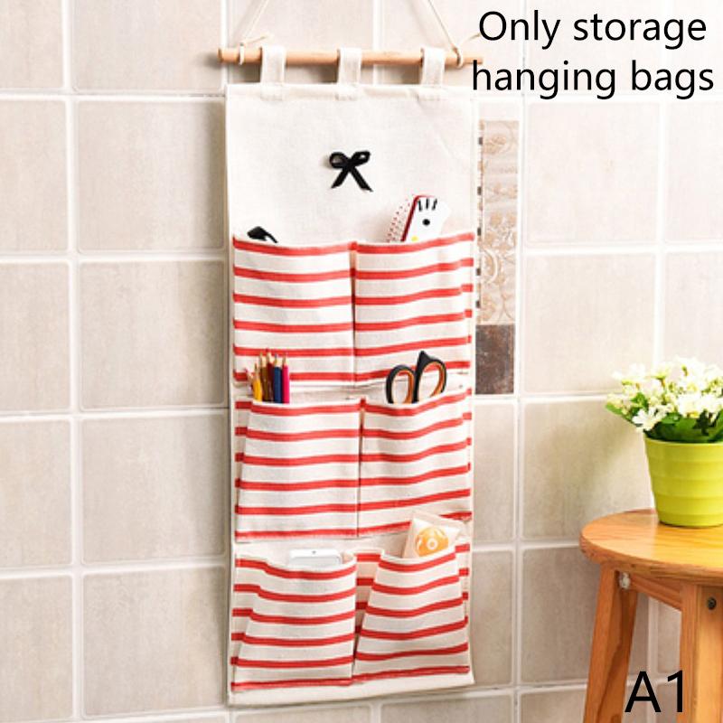 6/8 Pockets Hanging Organizers Waterproof Hanging Storage Bag Wall Mounted Closet Organizer Bear Canvas Sundries Bags Home Decor A1
