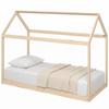 Single Bed Frame, House Scandinavian Wooden Bed Frame for 90W X 190Dcm Mattress, Pine Wood Bed Base, Natural Wood Finish