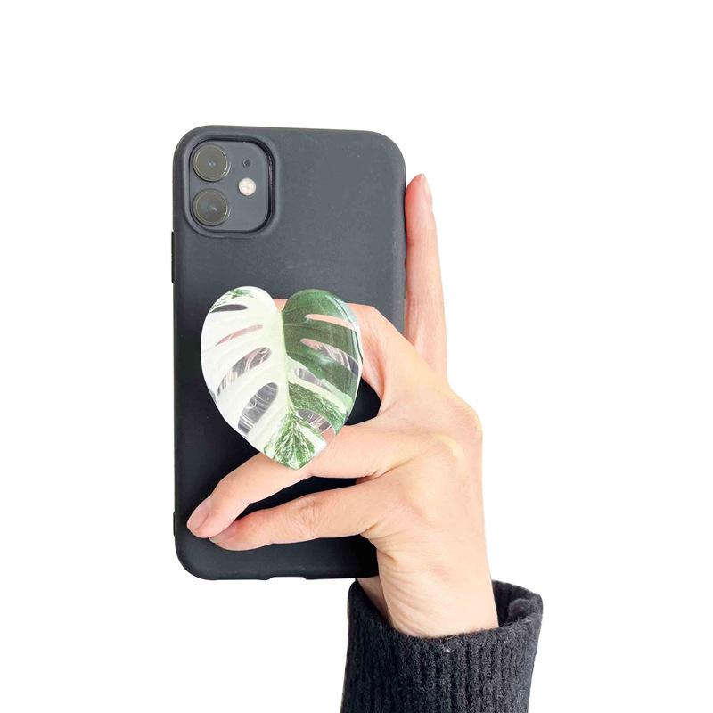 Japanese Korean Fresh Leaf Resin Airbag Holder - Retractable Folding Phone Stand