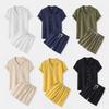 Summer Mens Solid Color Sets Fashion Lapel Short Sleeve Shirt Shorts Set Man Casual Daily Wear Street Breathable Lightweight Two Piece Outfit