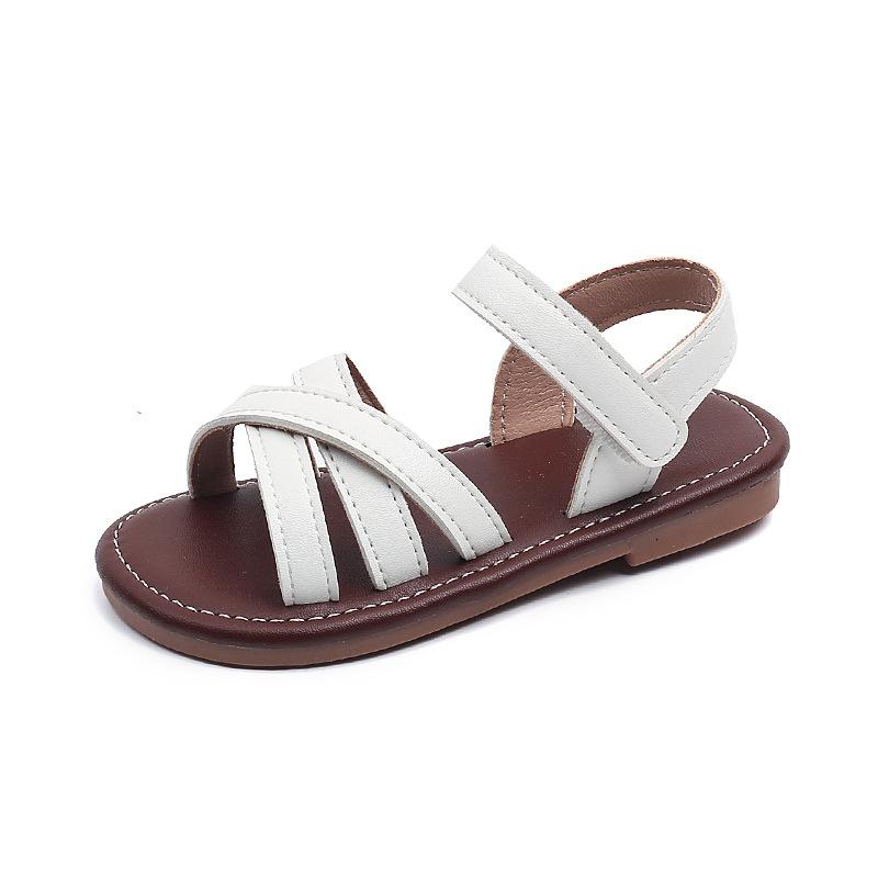 Girls Princess Shoes Korean Style Soild Color Kids Beach Shoes Non-slip Soft Sole 2025 Summer New Girls Sandals Open Toes Sweet