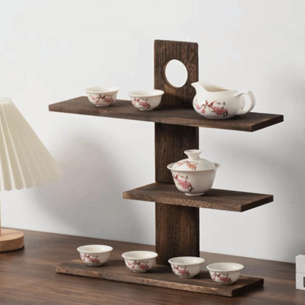 Solid Wood Chinese Style Storage Holders 3-4 Layers Antique Stand  Living Room Decor