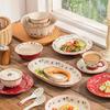 Pattern Soup Bowl Salad Bowl Dish Oval Plate Pastoral Style Dinnerware Table Decoration Kitchen Gadgets Ceramic Tableware