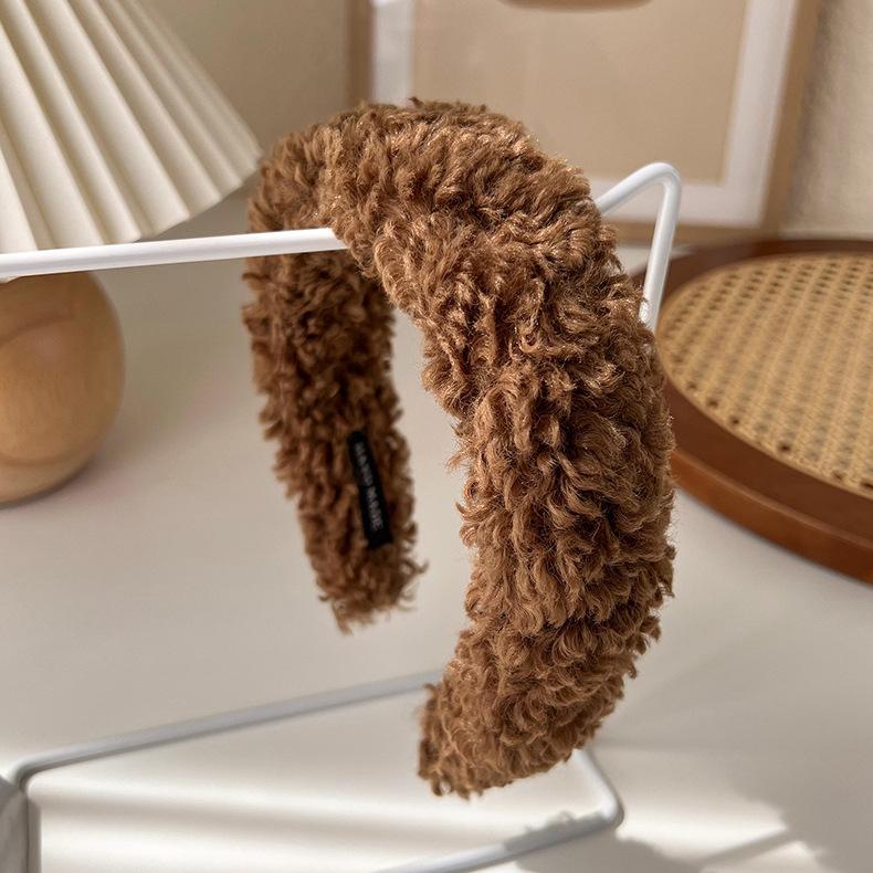 Autumn/Winter Fashion Brown Color Headbands Sponge Wide Crystal Hair Bands for Woman Temperament Hair Hoop Hair Accessories