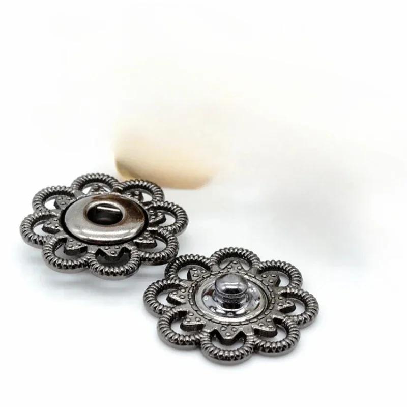 9 Sets Vintage Metalen Bloem Drukknopen Naaien op Drukknopen Sluitingen voor DIY Ambacht Jeans Jas Naaien