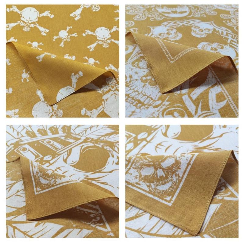 21'' Skull Pattern Bandana Head Scarf for Women Male Square Turbans Head Scarf Colorful Head Wrap Headwear