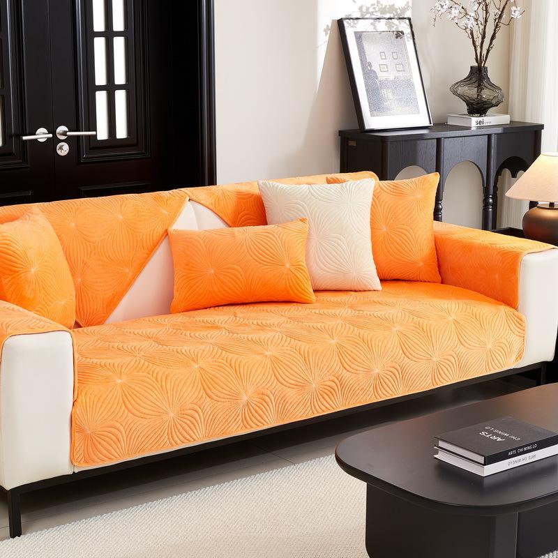 Autumn Winter Couch Cushion Crystal Velvet Clover Sofa Cushion Non-slip Sofa Cover Home Protective Cover Solid Color Sofa Mat