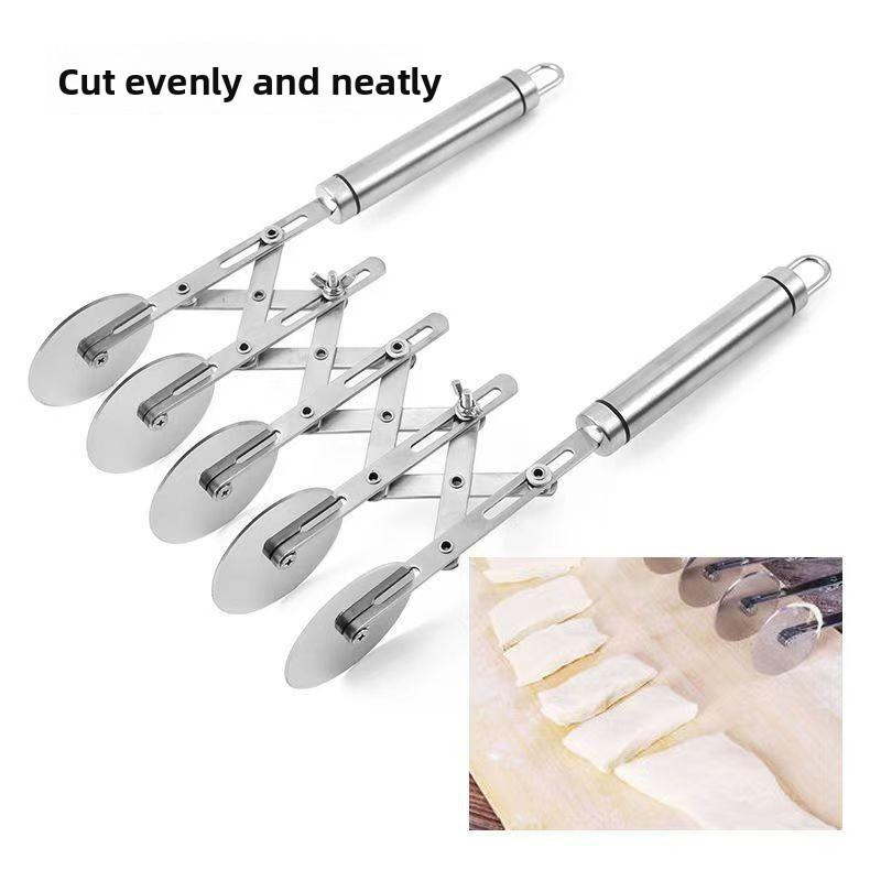 Stainless Steel Multiwheel Youtiao Cutter With Pizza And Pastry Blade For Kitchen Use