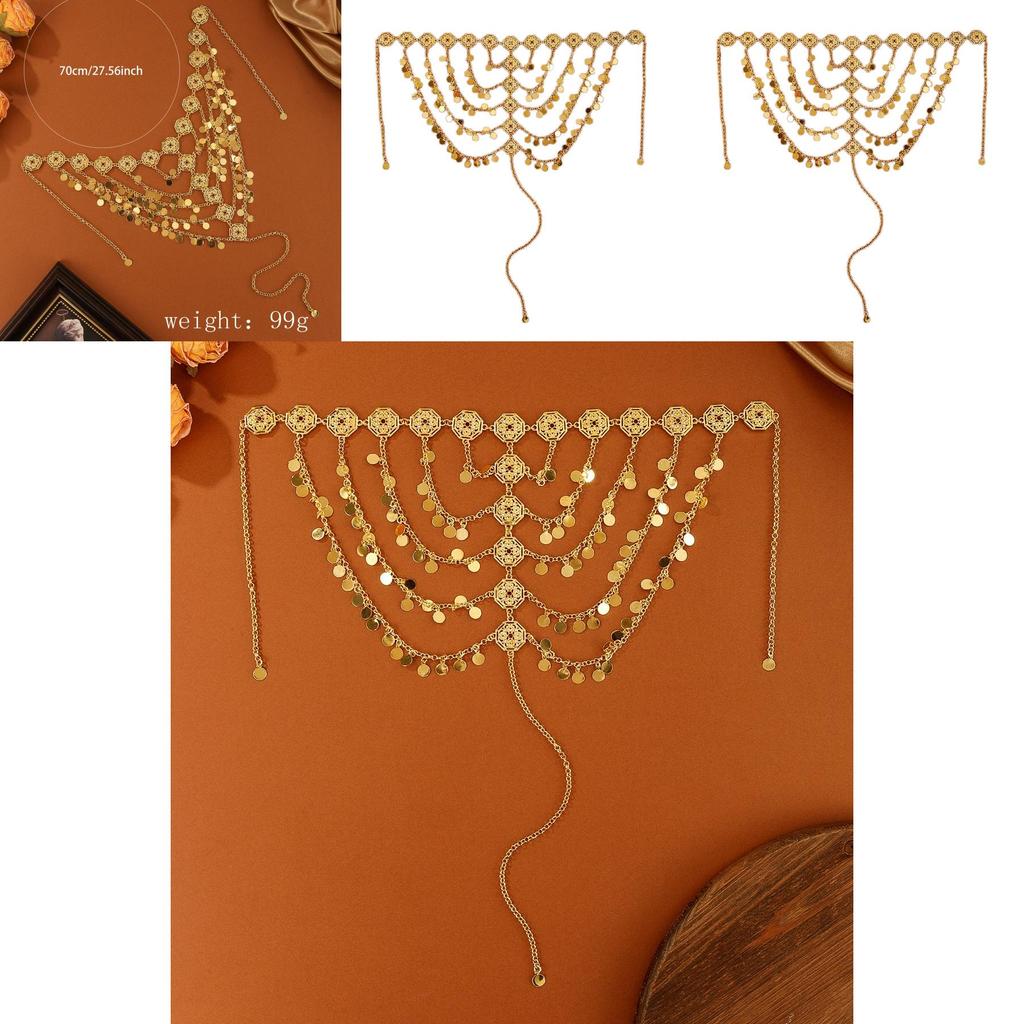 Middle Eastern Inspired Head Chain With Multilayer Circles For Women Occasion