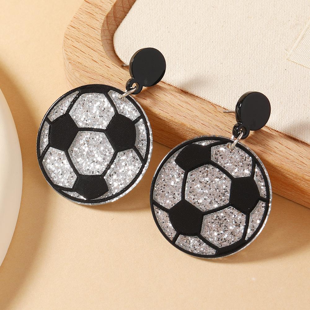 European & American Creative Sports-Themed Acrylic Earrings: Football, Basketball, Baseball, Rugby