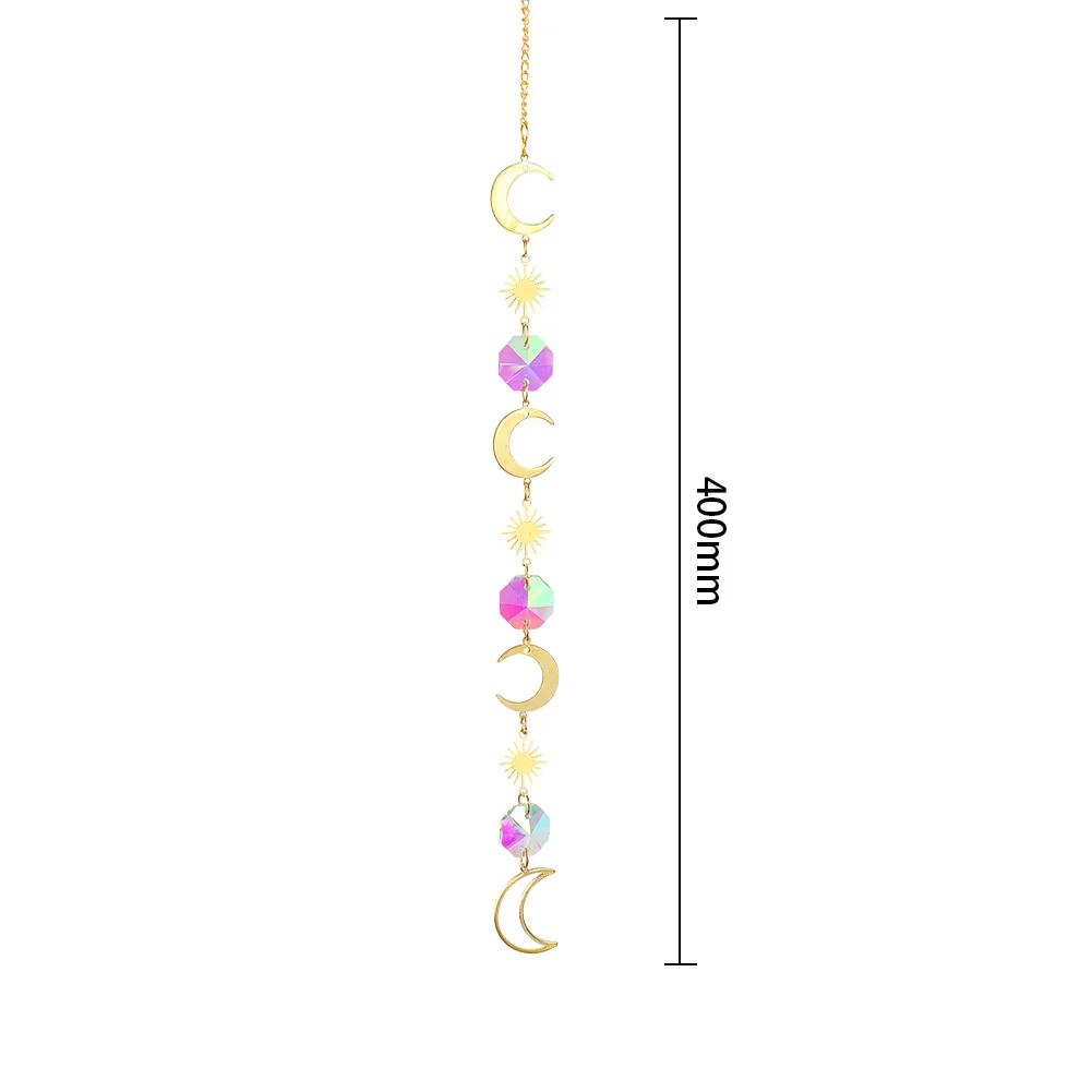 Kristall-Kronleuchter, Sonnenfänger, Windspiel, Mond, Stern, Sonne, Buntglaskugel, hängender Anhänger, Lichtfänger, reflektierender Perlenvorhang